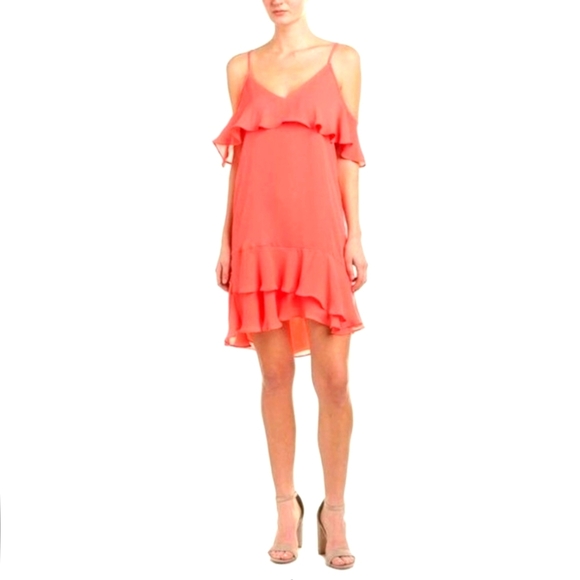 Parker Ruffle Open Shoulder Slip Dress New With Tags - Picture 1 of 7